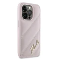 Etui Karl Lagerfeld Diagonal Quilted Script na iPhone 14 Pro Max - różowe