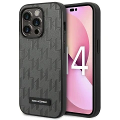 Etui Karl Lagerfeld Saffiano Mono Metal Logo na iPhone 14 Pro Max 6,7" - szare