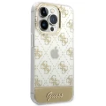 Etui Guess 4G Pattern Script na iPhone 14 Pro Max - złote