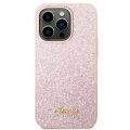 Etui Guess Glitter Script na iPhone 14 Pro - różowe