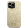 Etui Guess Glitter Script na iPhone 14 Pro - złote