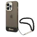 Etui Guess Translucent Pearl Strap na iPhone 14 Pro - czarne
