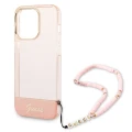 Etui Guess Translucent Pearl Strap na iPhone 14 Pro - różowe
