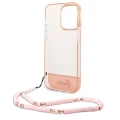 Etui Guess Translucent Pearl Strap na iPhone 14 Pro - różowe