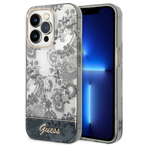 Etui Guess Porcelain Collection na iPhone 14 Pro - szare