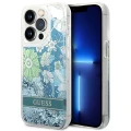 Etui Guess Flower Liquid Glitter na iPhone 14 Pro - zielone