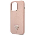Etui Guess Saffiano Triangle Logo na iPhone 14 Pro - różowe