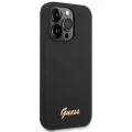 Etui Guess Silicone Vintage Gold Logo na iPhone 14 Pro - czarne