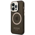 Etui Guess Gold Outline Translucent MagSafe na iPhone 14 Pro - czarne