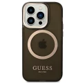 Etui Guess Gold Outline Translucent MagSafe na iPhone 14 Pro - czarne