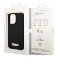 Etui Guess Silicone Logo Plate MagSafe na iPhone 14 Pro - czarne