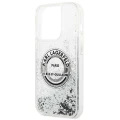 Etui Karl Lagerfeld Liquid Glitter RSG na iPhone 14 Pro - srebrne