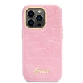 Etui Guess Croco Collection na iPhone 14 Pro - różowe