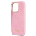 Etui Guess Croco Collection na iPhone 14 Pro - różowe