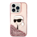 Etui Karl Lagerfeld Glitter Karl's Head na iPhone 14 Pro - różowe