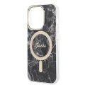 Etui Guess Marble MagSafe na iPhone 14 Pro + ładowarka indukcyjna - czarne