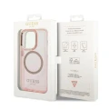 Etui Guess Gold Outline Translucent MagSafe na iPhone 14 Pro - różowe