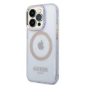 Etui Guess Gold Outline Translucent MagSafe na iPhone 14 Pro - purpurowe