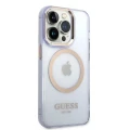 Etui Guess Gold Outline Translucent MagSafe na iPhone 14 Pro - purpurowe