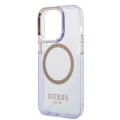 Etui Guess Gold Outline Translucent MagSafe na iPhone 14 Pro - purpurowe