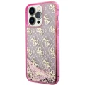 Etui Guess Liquid Glitter 4G Transculent na iPhone 14 Pro - różowe