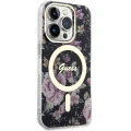 Etui Guess Flower MagSafe na iPhone 14 Pro - czarne