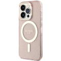 Etui Guess Glitter Gold MagSafe na iPhone 14 Pro - różowe