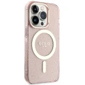 Etui Guess Glitter Gold MagSafe na iPhone 14 Pro - różowe