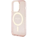 Etui Guess Glitter Gold MagSafe na iPhone 14 Pro - różowe