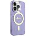 Etui Guess Glitter Gold MagSafe na iPhone 14 Pro - purpurowe