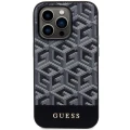 Etui Guess GCube Stripes MagSafe na iPhone 14 Pro - czarne