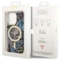 Etui Guess Leopard MagSafe na iPhone 14 Pro - niebieskie