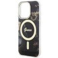 Etui Guess Golden Marble MagSafe na iPhone 14 Pro - czarne