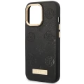 Etui Guess Peony Logo Plate MagSafe na iPhone 14 Pro - czarne