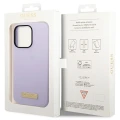 Etui Guess Silicone Logo Plate MagSafe na iPhone 14 Pro - fioletowe