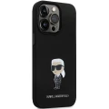 Etui Karl Lagerfeld Silicone Ikonik Metal Pin na iPhone 14 Pro - czarne