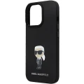Etui Karl Lagerfeld Silicone Ikonik Metal Pin na iPhone 14 Pro - czarne