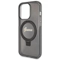 Etui Guess Ring Stand Script Glitter MagSafe na iPhone 14 Pro - czarne