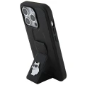 Etui Karl Lagerfeld Gripstand Saffiano Choupette Pins na iPhone 14 Pro - czarne