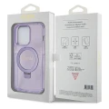 Etui Guess Ring Stand Script Glitter MagSafe na iPhone 14 Pro - fioletowe