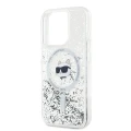 Etui Karl Lagerfeld Liquid Glitter Choupette Head MagSafe na iPhone 14 Pro - przezroczyste