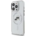 Etui Karl Lagerfeld IML Metal Karl & Choupette Head MagSafe na iPhone 14 Pro - białe