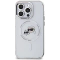Etui Karl Lagerfeld IML Metal Karl & Choupette Head MagSafe na iPhone 14 Pro - białe