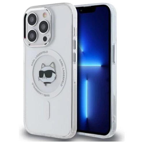 Etui Karl Lagerfeld IML Metal Choupette Head MagSafe na iPhone 14 Pro - białe