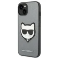 Etui Karl Lagerfeld Saffiano Choupette Head Patch na iPhone 14 Plus - srebrne