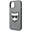 Etui Karl Lagerfeld Saffiano Choupette Head Patch na iPhone 14 Plus - srebrne