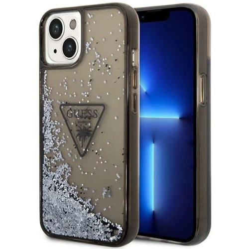 Etui Guess Liquid Glitter Palm Collection na iPhone 14 Plus - czarne