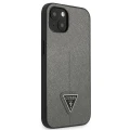 Etui Guess Saffiano Triangle Logo na iPhone 14 Plus - srebrne