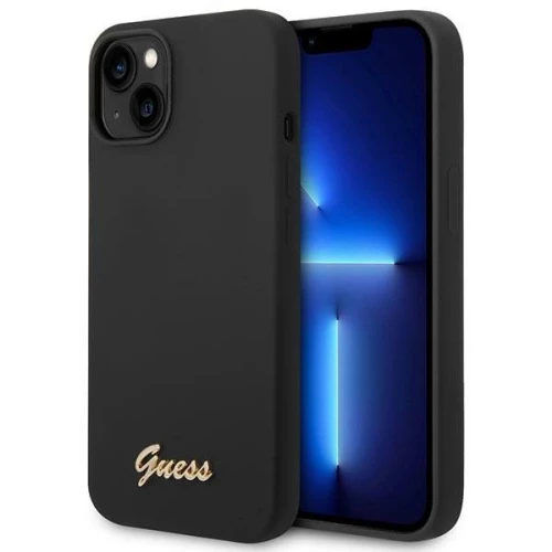 Etui Guess Silicone Vintage Gold Logo na iPhone 14 Plus - czarne