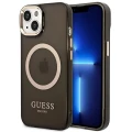 Etui Guess Gold Outline Translucent MagSafe na iPhone 14 Plus - czarne